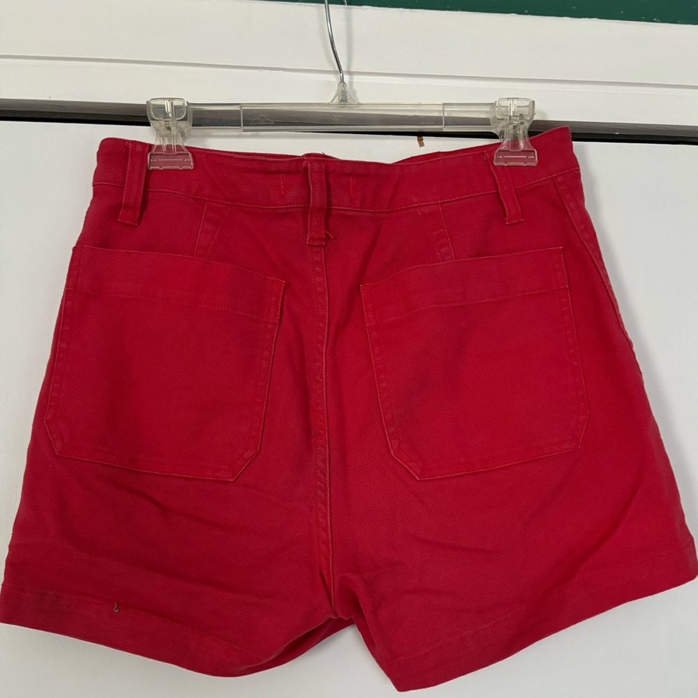 Madewell red cotton retro wide leg denim shorts size 28 waist 6 - Picture 4 of 4